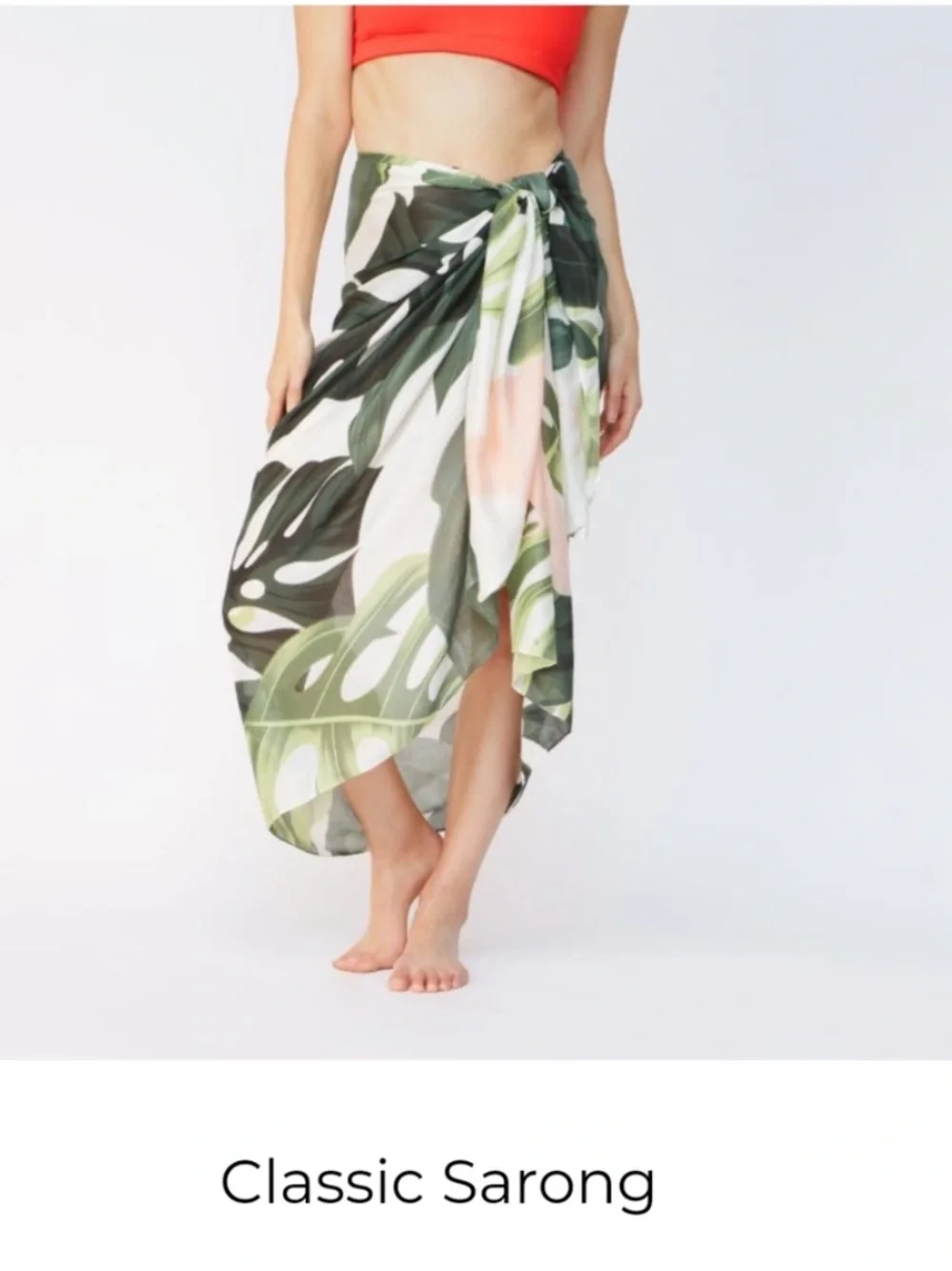 Virginia Wolf Tropical Multi Wear Wrap Palm Leaves Pink and Green Scarf